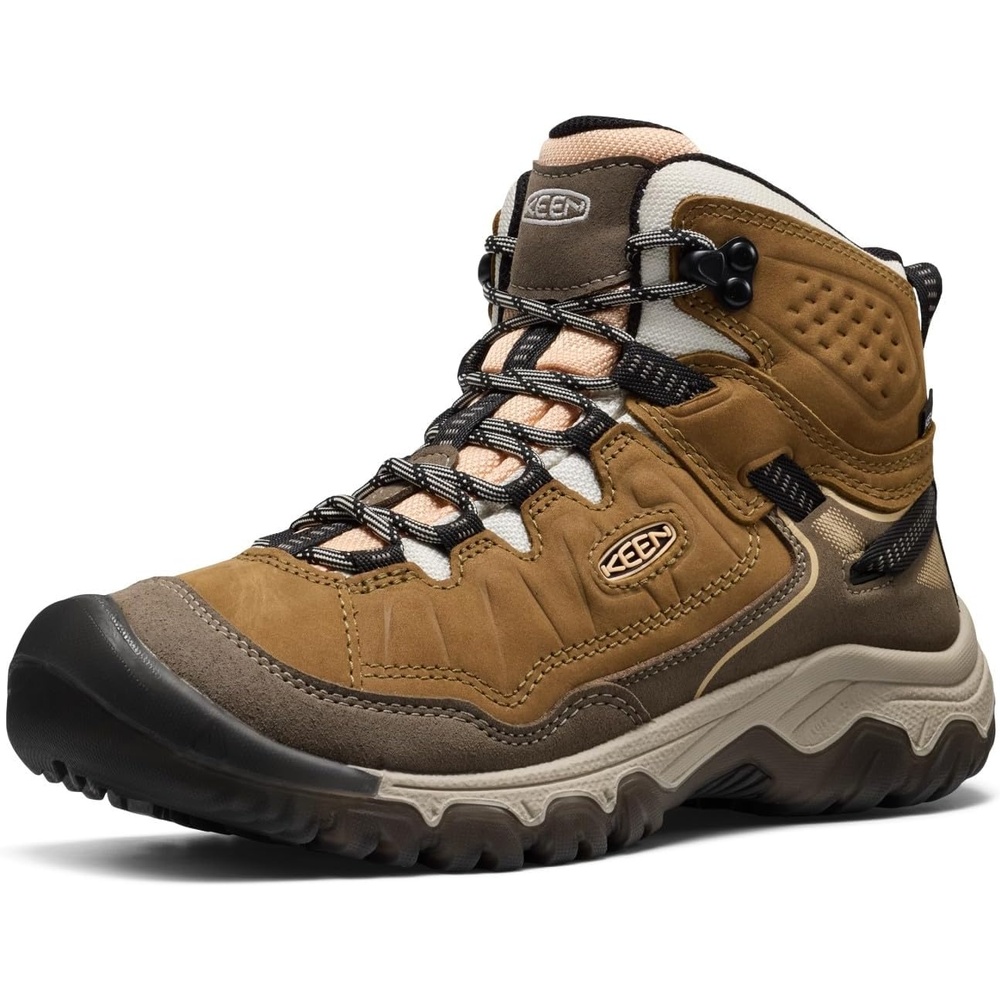 image:imageKEEN Womens Targhee 4 Mid Height Durable Comfortable Waterproof Hiking BootsCoyotePeach Fuzz