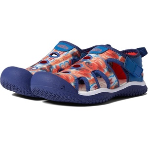 KEEN Kids’ Stingray Closed Toe Water Sandals(Orange Peel/Blue)