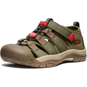 KEEN Unisex-Child Newport H2 Closed Toe Water Sandals(Martini Olive/Aura Orange)