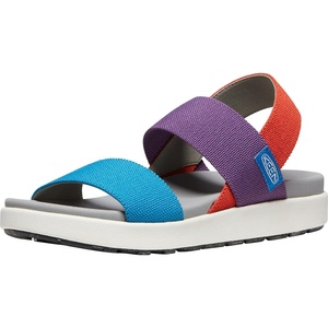KEEN Women’s Elle Backstrap Casual Platform Open Toe Wedge Sandals(Charisma/Red Clay/Fjord Blue Tri-tone)