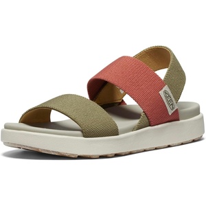 KEEN Women’s Elle Backstrap Casual Platform Open Toe Wedge Sandals(Martini Olive/Baked Clay)