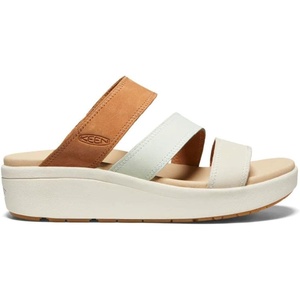 KEEN Women’s Ellecity Slide Open Toe Slip on Comfortable Platform Sandals, Toasted Coconut/Fawn, 6, 7, 8, 9, 10(Natural Leather/Clearly Aqua)
