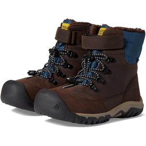KEEN unisex-child Greta mid Height waterproof snowSnow Boot(Coffee Bean/Blue Wing Teal)