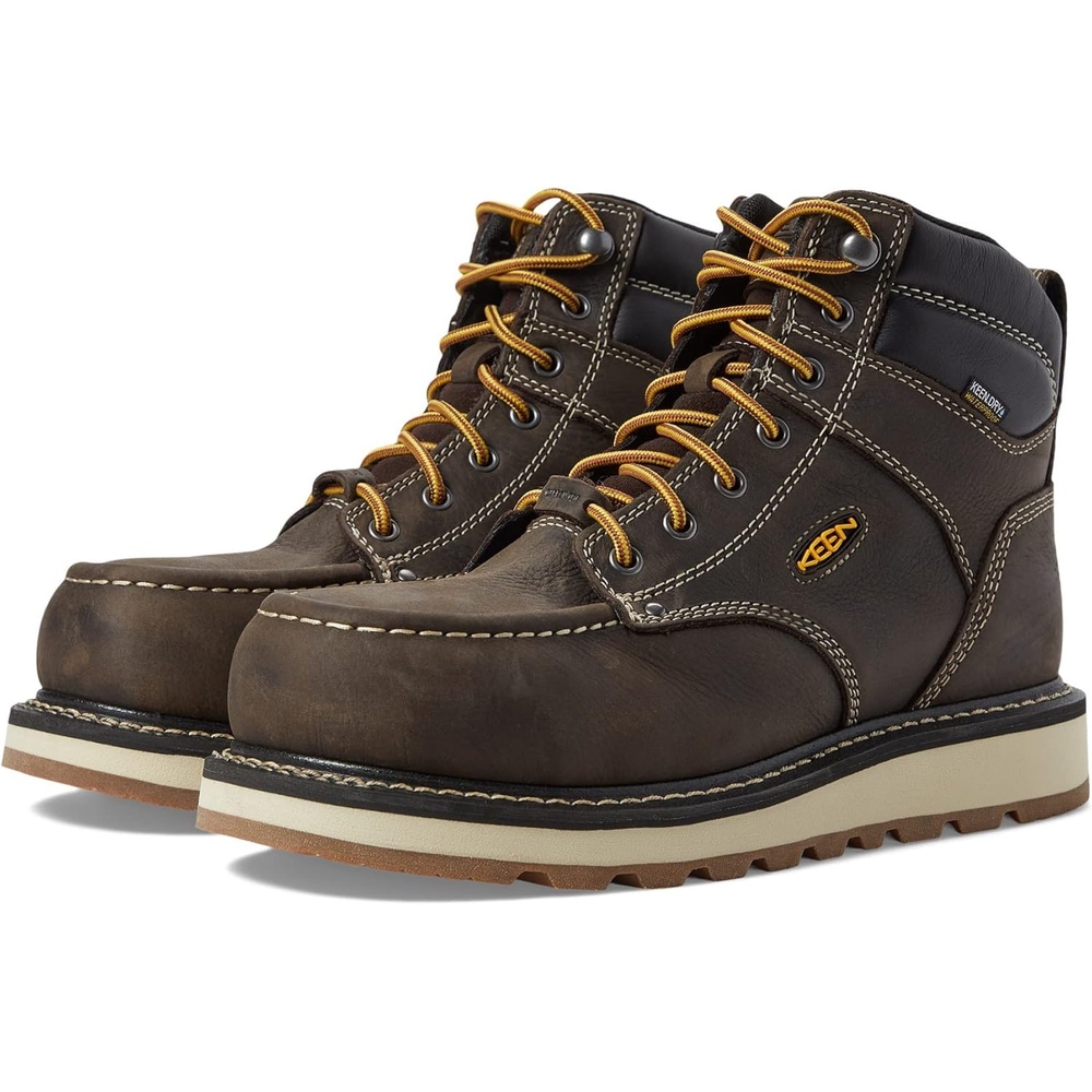 image:imageKEEN Utility Mens Cincinnati 6 Composite Toe Waterproof Wedge Work BootsDark ChocolateSandshell