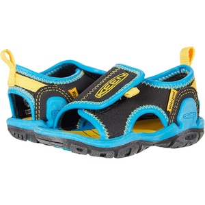 KEEN Knotch River Open Toe (Little Kid/Big Kid)(Black/Vivid Blue)