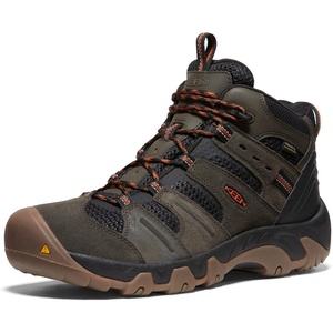KEEN Men’s Headout Mid Height Waterproof All Terrain(Black Olive/Fossil Orange)