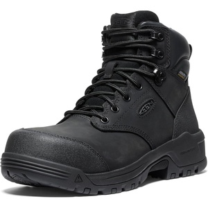 KEEN Utility Men’s Evanston 6″ Composite Toe Waterproof Leather Durable Construction Work Boots(Black/Black)