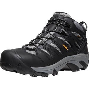 KEEN Utility Men’s Lansing Mid Height Steel Toe Waterproof Work Boots(Black/Steel Grey)