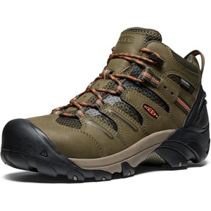KEEN Utility Men’s Lansing Mid Height Steel Toe Waterproof Work Boots(Dark Olive/Black)