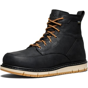 KEEN Utility Men’s San Jose 6″ Alloy Toe Waterproof Wedge Work Boots(Black/Gum)