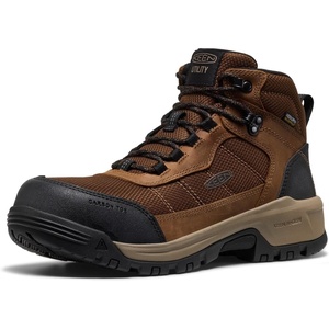 KEEN Utility Men’s Skokie Hiker Style Mid Height Composite Toe 90 Degree Waterproof Work Boots(Dark Earth/Black)