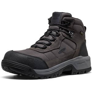 KEEN Utility Men’s Skokie Hiker Style Mid Height Composite Toe 90 Degree Waterproof Work Boots(Magnet/Black)