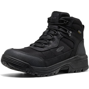 KEEN Utility Men’s Skokie Hiker Style Mid Height Soft Toe 90 Degree Waterproof Work Boots(Black/Black)