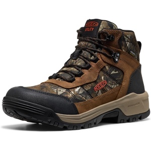 KEEN Utility Men’s Skokie Hiker Style Mid Height Soft Toe 90 Degree Waterproof Work Boots(Camo/Black)