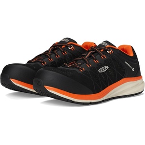 KEEN Utility Men’s Vista Energy Low Height Sneakers Composite Toe Industrial Work Shoes(Black/Scarlet Ibis)