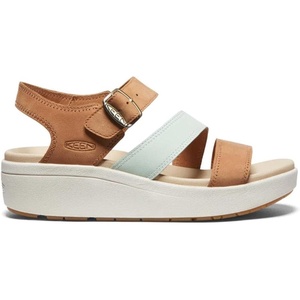 KEEN Women’s Ellecity Backstrap Open Toe Adjustable Comfortable Platform Wedge Sandal(Natural Leather/Clearly Aqua)